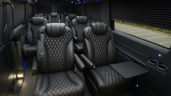 Interior of Iowa Party Bus Company's 18 Passenger Minibus in Iowa