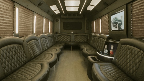 Interior of Ames Party Bus Company's 20 Passenger Party Bus in Ames