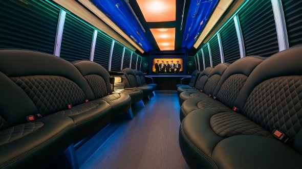 Interior of Council Bluffs Party Bus Company's 20 Passenger Party Bus in Council Bluffs