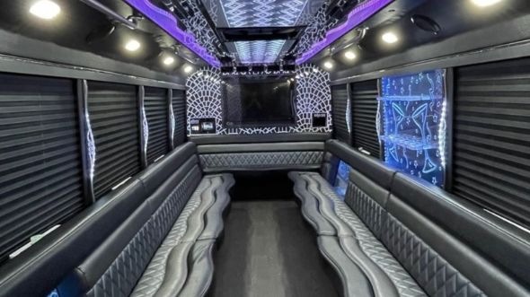 Interior of Marion Party Bus Company's 20 Passenger Party Bus in Marion