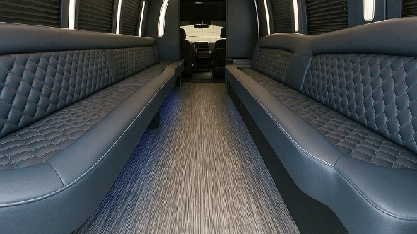 Interior of Ames Party Bus Company's 25 Passenger Party Bus in Ames