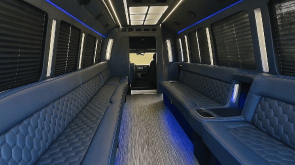 Interior of West Des Moines Party Bus Company's 28 Passenger Party Bus in West Des Moines