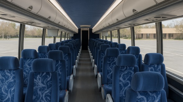 Interior of Iowa Party Bus Company's 45 Passenger Charter Bus in Iowa