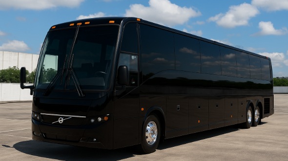 Exterior of Iowa Party Bus Company's 46 Passenger Charter Bus in Iowa