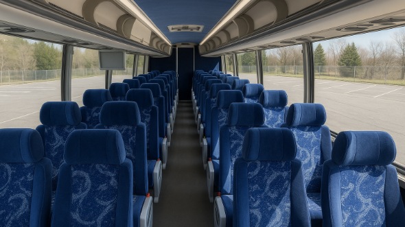 Interior of Iowa Party Bus Company's 47 Passenger Charter Bus in Iowa