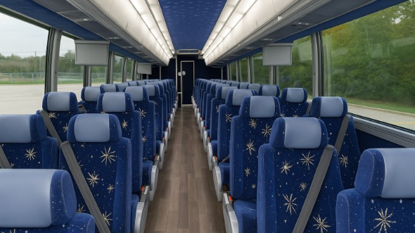 Interior of Iowa Party Bus Company's 56 Passenger Charter Bus in Iowa