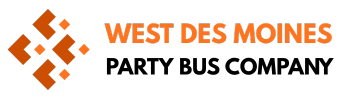 west des moines party bus company logo